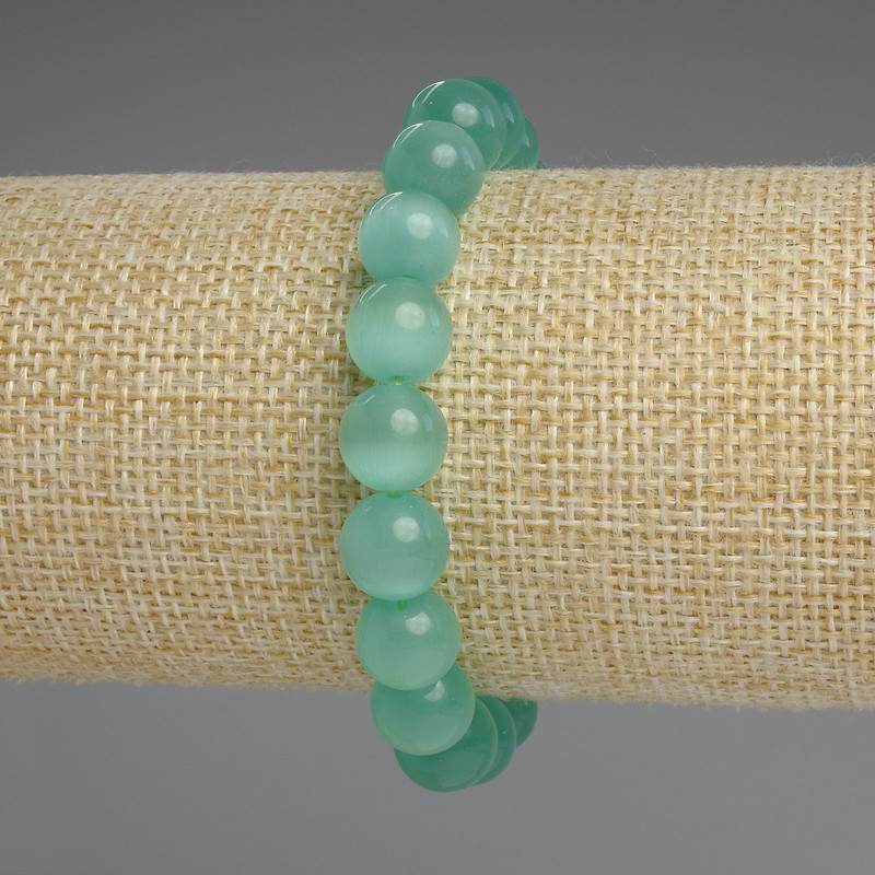Cat's Eye Bracelet Smooth Bead 10mm +/-, Length 18mm +/- Stretch