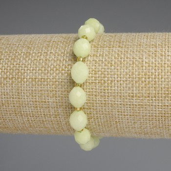 Bracelet with Chrysoprase 'Olivine' - Faceted Beads 10×8 mm ±, Bicones 3 mm ±, Length 18 cm ±, Stretch