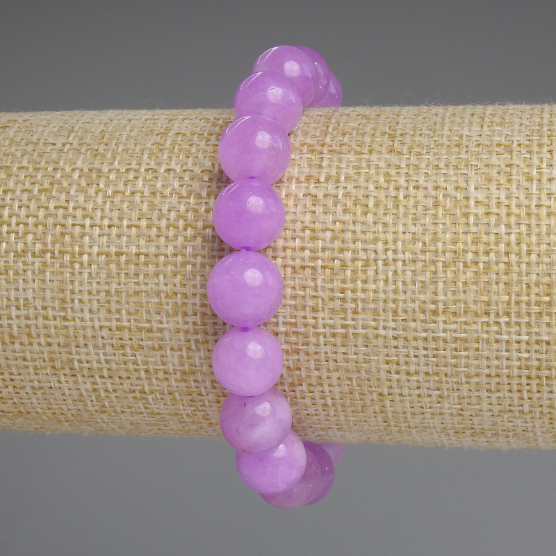 Lavender Amethyst Bracelet, smooth beads, 10 mm diameter ±, 18 mm length ±, stretch