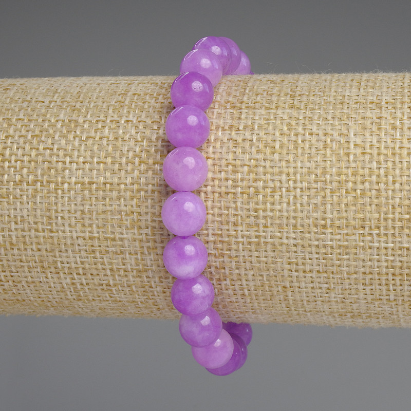 Lavender Amethyst Bracelet, Smooth Bead, 8.5 mm diameter, 18 mm length, stretch