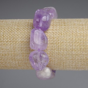 Amethyst faceted bracelet, diameter 18-23x13-15 mm +/-, length 18 mm +/- stretch
