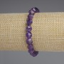 Faceted Amethyst Bracelet, 8×7 mm Beads, 18 mm Length, Elastic