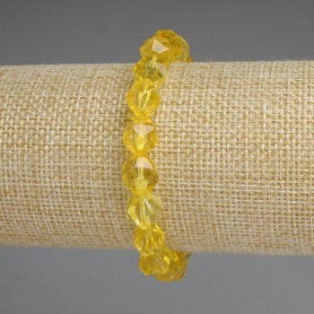 Citrine Bracelet with Faceted Beads, 9x8 mm Diameter, 18 mm Length, Stretch