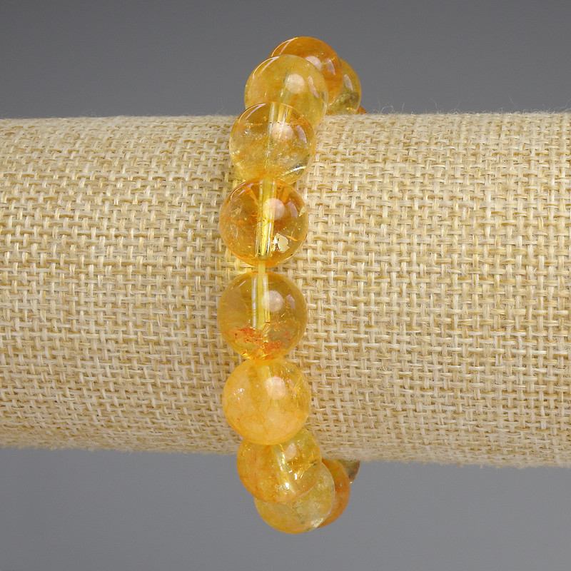 Citrine Bracelet with Smooth Beads, 12mm Diameter