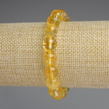 Citrine Bracelet - Smooth Bead, 10mm Diameter ±, 18mm Length ±, Elastic