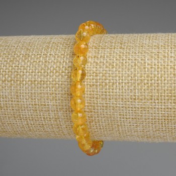 Citrine bracelet with smooth beads, 7mm diameter ±, 18mm length ±, stretch