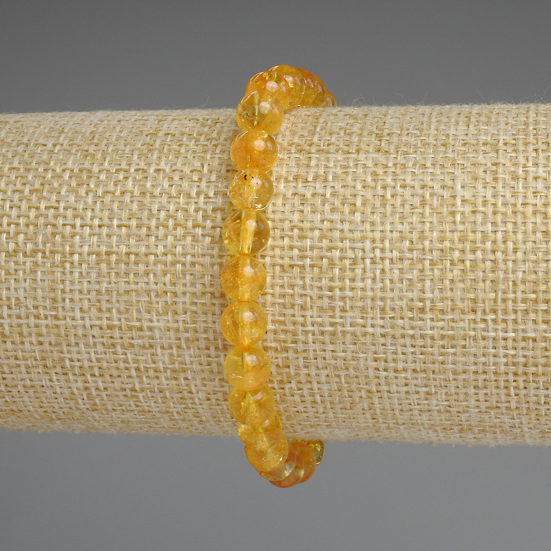 Citrine bracelet with smooth beads, 7mm diameter ±, 18mm length ±, stretch