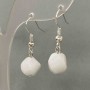 Earrings with White Quartz, Faceted Diamond Shape, 10x9 mm diameter, 31 mm length