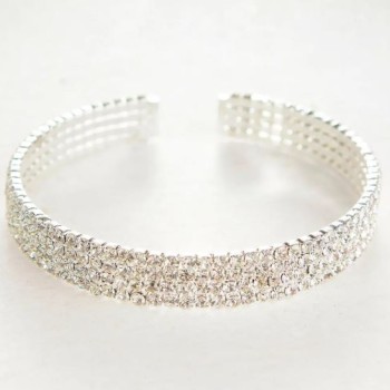 Four-row bracelet with white crystals