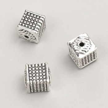 Silver cube bead insert, 5×6 mm