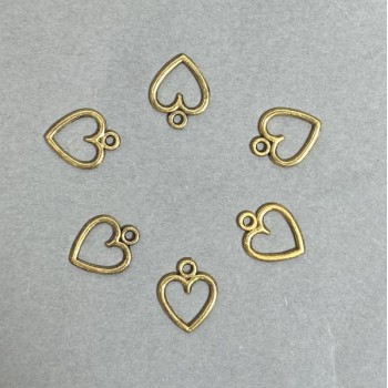 Heart Pendant in Dark Gold Metal Color, Diameter 11×14 mm, packaging 20 g, 52 pcs