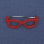 Brooch 'Glasses' red enamel on silver metal 41×15 mm+