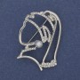 Brooch 'Girl with a Pearl Earring' white crystals silvery metal 39x29mm+