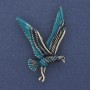 Bird Brooch, blue and silver enamel on golden metal, 38x56 mm +