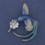 Brooch Hummingbird blue and silver enamel Pearl silver metal 35x43 mm +