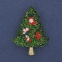 Brooch Pendant Christmas Tree Green Enamel Gold-tone Metal 32×42 mm +