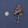 Umbrella Magnetic Brooch - Acrylic 63x36 mm +/- Silver Metal