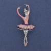 Brooch-pendant 'Ballerina' pink enamel silver-tone metal 25x57mm+