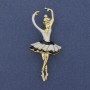 Brooch pendant Ballerina white enamel golden metal 25x57mm+