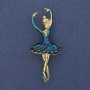 Brooch-pendant Ballerina blue enamel on gold-tone metal 25x57mm+