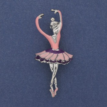 Ballerina Pink Enamel Brooch-Pendant