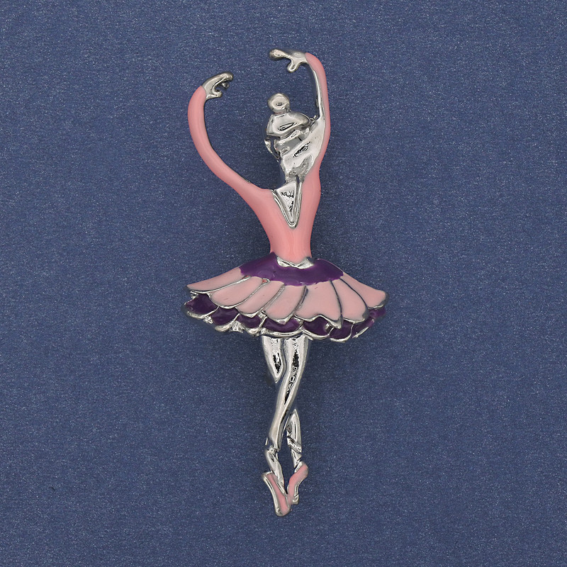 Ballerina Pink Enamel Brooch-Pendant