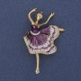 Brooch Ballerina purple and white enamel, white crystals, gold-tone metal 35x50mm+