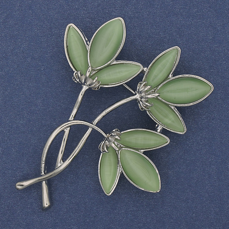Brooch-pendant Cat's Eye Flower Silvery Metal 44×62 mm+