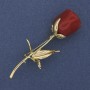 Rose Brooch, red acrylic, gold-tone metal, 19x70 mm+