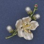 Brooch with pearl enamel, pearls and crystals, gold-tone metal 28x55 mm+