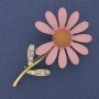 Brooch Daisy pink enamel white crystals gold-tone metal 65x39mm+