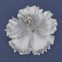 Brooch-pendant Petunia Flower, white matte enamel, iridescent crystals, silver metal, 51×51 mm+