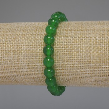Chrysoprase bracelet with smooth beads, 8 mm diameter, 18 cm length, stretch