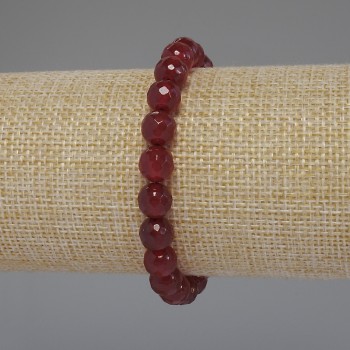 Tourmaline Bracelet with Faceted Beads, 8mm Diameter, 18 cm Length, Stretch