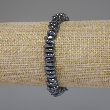 Hematite faceted bead bracelet, diameter 8-9×3 mm, length 18 cm, stretch