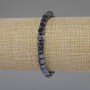 Hematite bracelet with faceted cubes, 5×5 mm, 18 cm stretch