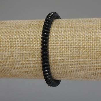 Bracelet in Black Hematite, Rondel, Diameter 6×2.5 mm, 18 cm stretch