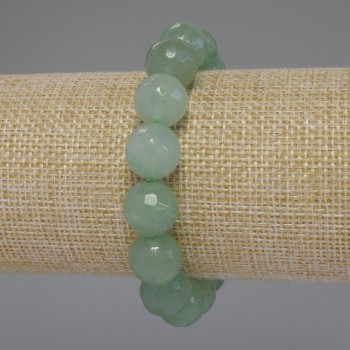 Jade bracelet with faceted beads, 12 mm diameter, 18 cm length, stretch