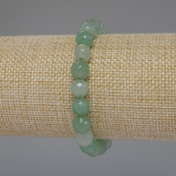 Nephrite Bracelet with Faceted Beads, 8 mm Diameter, 18 cm Stretch