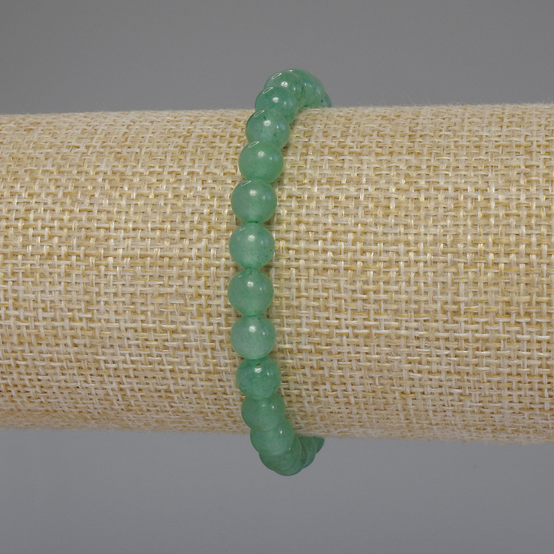 Nephrite bracelet with smooth beads, 6.5 mm diameter, 18 cm length, stretch