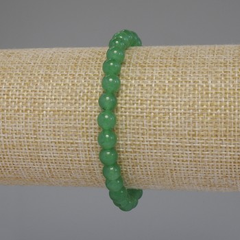 Jade bracelet with smooth beads, 6 mm diameter, 18 cm length, stretch