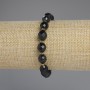 Bracelet made of natural agate with faceted beads, 10×8 mm diameter, 3 mm seed beads, length 18 cm