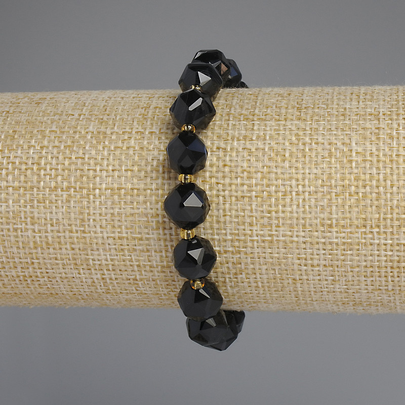 Bracelet made of natural agate with faceted beads, diameter 10×9 mm ±, 3 mm beads ±, length 18 cm ±