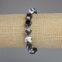 Faceted Agate Bracelet with Diamond-Shaped Beads, 10x9 mm Stones, 3 mm Beads, 18 mm Length, Stretch