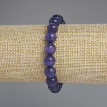 Cat's Eye Bracelet with Smooth Beads, 9.5 mm Diameter, 18 mm Length, Stretch