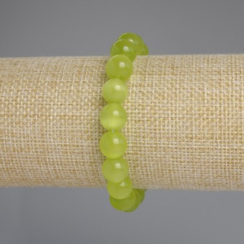 Cat's Eye Bracelet with Smooth Beads, 9 mm Diameter ±, 18 mm Length ±, Stretch