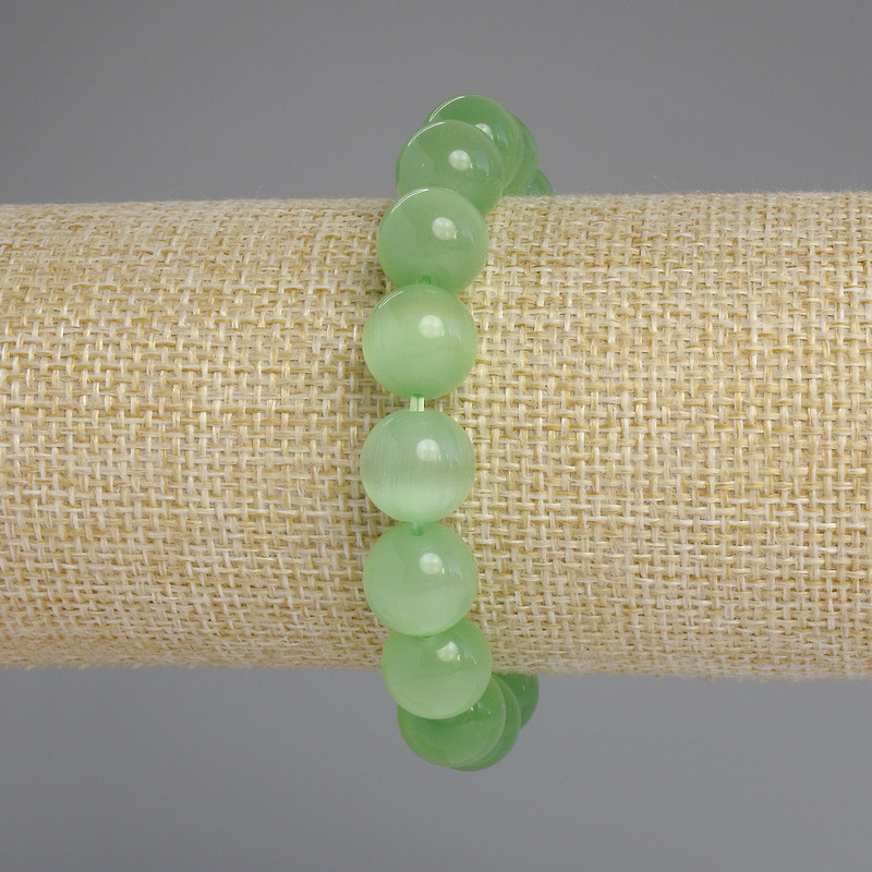 Cat's Eye Bracelet with Smooth Beads, diameter 11.5 mm, length 18 mm, stretch