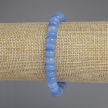 Aquamarine Rondelle Bracelet, 8×4.5 mm diameter, 18 mm length, stretchy base