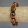 Tiger's Eye Bracelet, Faceted Rondel Beads, Diameter 17-22×14-16 mm, Length 18 mm +/-, Elastic