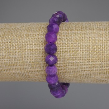 Sugilite Faceted Rondelle Bracelet, diameter 10x8 mm, length 18 mm +/- stretch